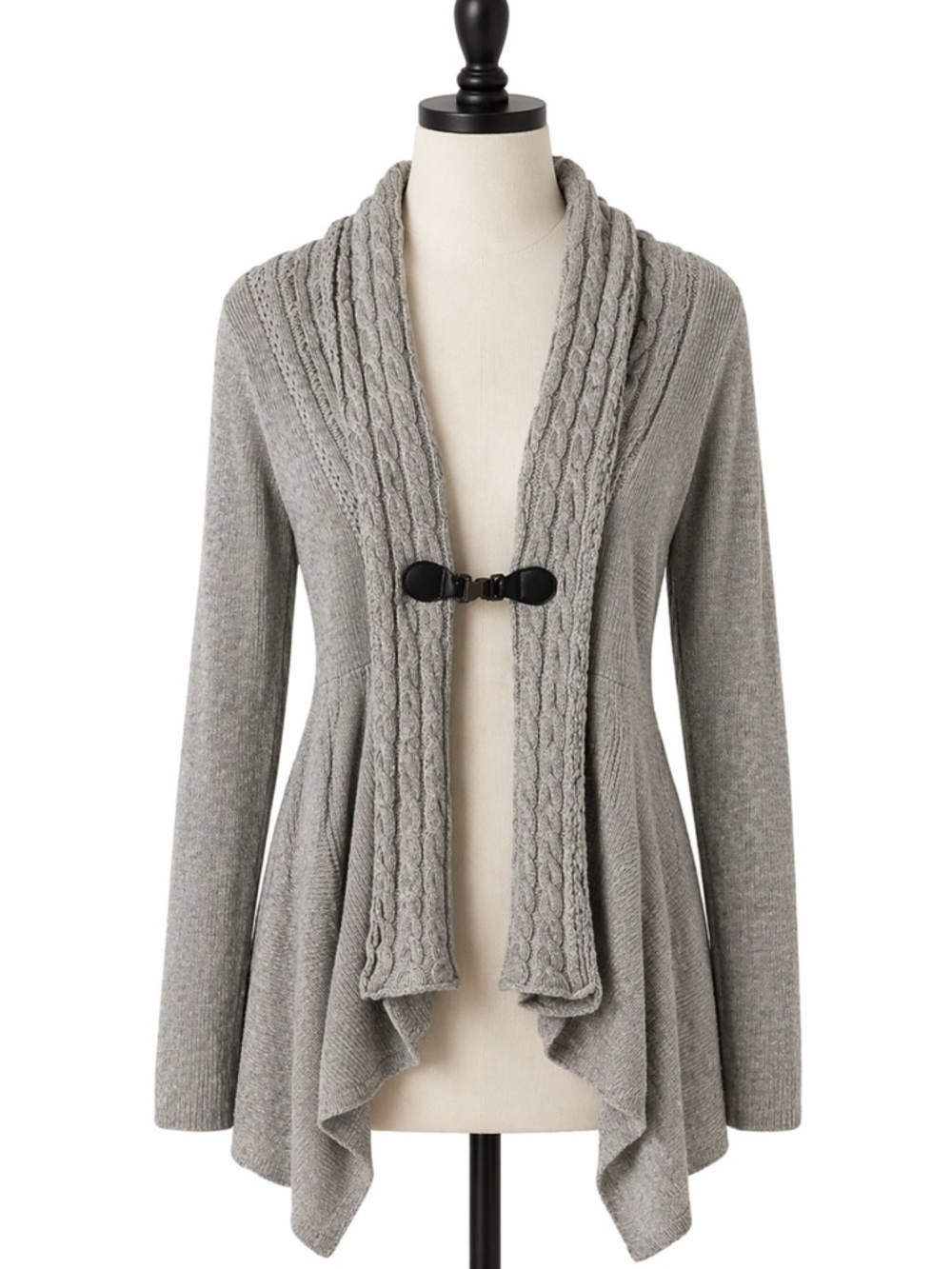 PattyBoutik Light Gray Cable Knit Cardigan